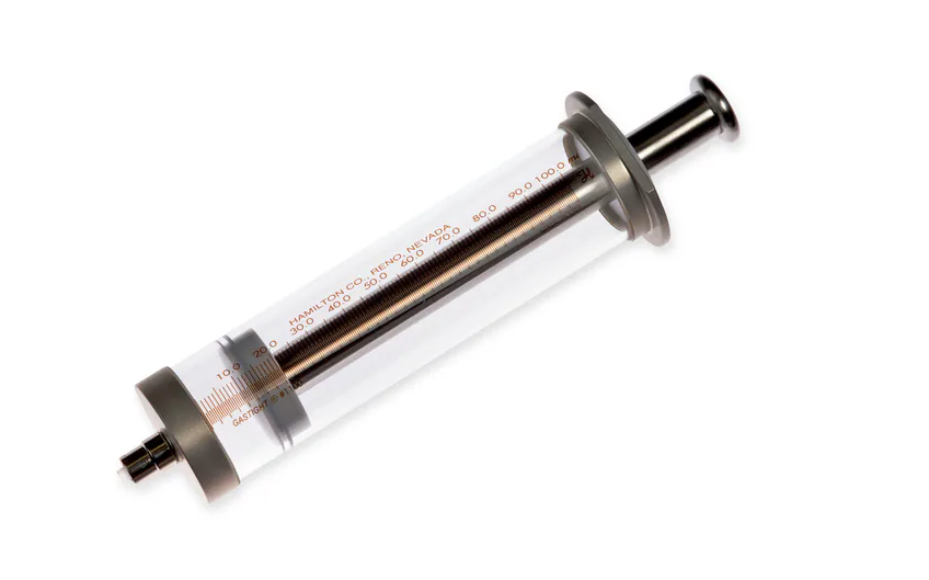 Hamilton™ 1000 Series Gastight™ Syringe: Luer Lock, TLL Termination, 1100TLL, Teflon, w/o slots 100mL