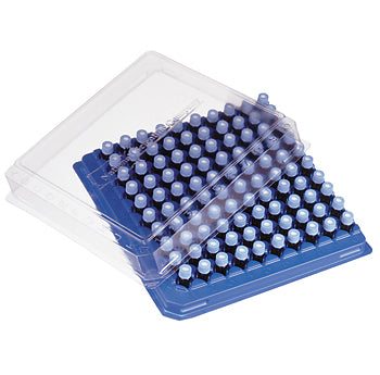 2mL Clear Glass, Light Blue Polypropylene, Red PTFE/White Silicone Septum, Target 10-425 Assembled Kit