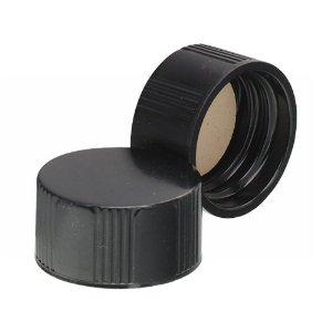 Screw cap 18-400 black phenolic solid tops with styrene butadiene rubber liner