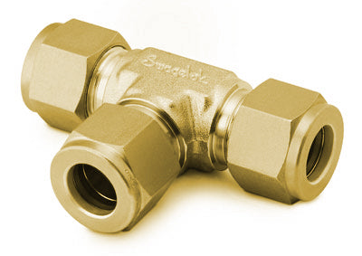 Brass Swagelok Tube Fitting, Union Tee, 1/4 in. Tube OD