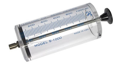 Hamilton™ Syringe Super GASTIGHT S1000 1L with Trachel tubing adapter