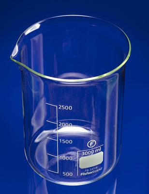 Beaker 3L squat form with graduations and spout borosilicate glass (Discontinued)