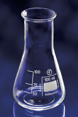 Flask 100mL Erlenmeyer conical wide neck borosilicate