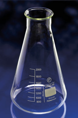 Flask 2L Erlenmeyer conical wide neck borosilicate