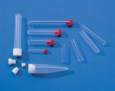 Test tube 10mL tube with skirt base with fitted red cap sterile 97 x 16mm
