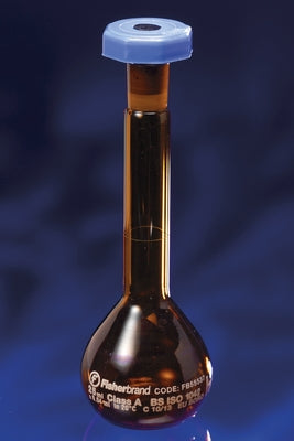 FLASK 25mL Volumetric amber glass polyethylene stopper