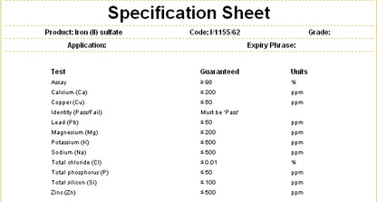 Iron (II) sulfate 98+% SpeciFied