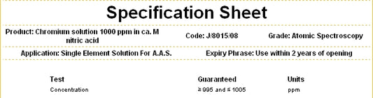 CHROMIUM SOLUTION  1000UG/ML IN NITRIC ACID