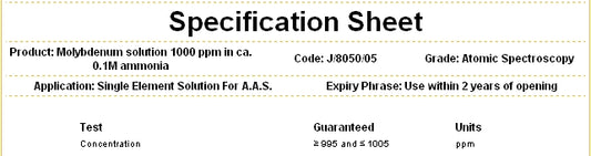 Manganese Standard Metal Solution 1000ppm, for AAS, Solution HNO3 1M, Fisher Chemical™