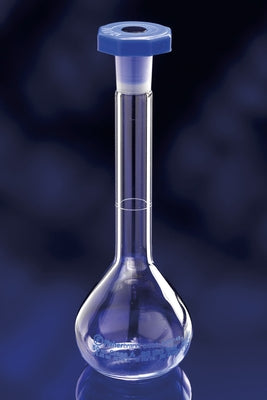 Flask 100mL volumetric class A borosilicate glass polyethylene stopper