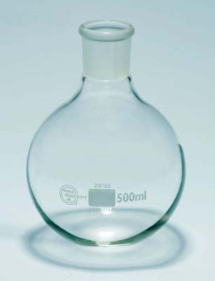 Flask 500mL round bottom short neck borosilicate 29/32 socket Quickfit