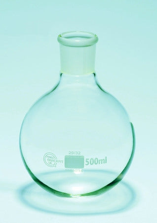 Flask round bottom short neck borosilicate glass 500mL 24/29 socket