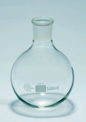 Flask 50mL round bottom short neck borosilicate 34/35 socket Quickfit