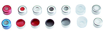 8mm Aluminum Crimp Seal, Clear PTFE/Red Rubber