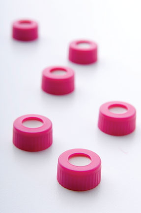 PRE ASMBELLED PINK POLYPROPYLENE CAP 8-425 WITH PRE-SLIT TEFLON/SILICONE SEPTUM